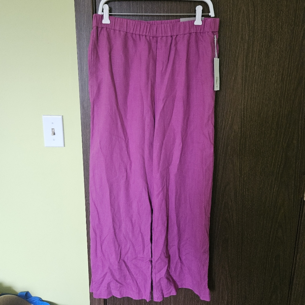 NWT Soft Surroundings Lizette Linen Blend Wide Leg Pants Size Medium - Picture 2 of 6